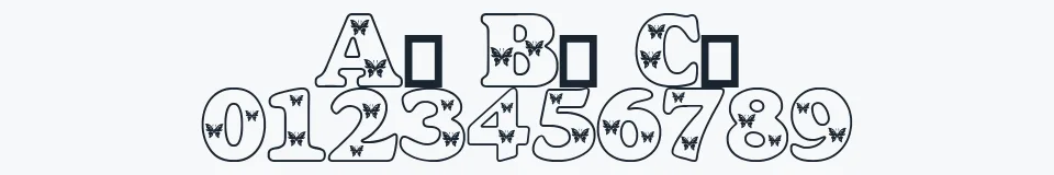 Rzeczywista próbka kroju Butterfly Letters — Aa Bb Cc 0123456789