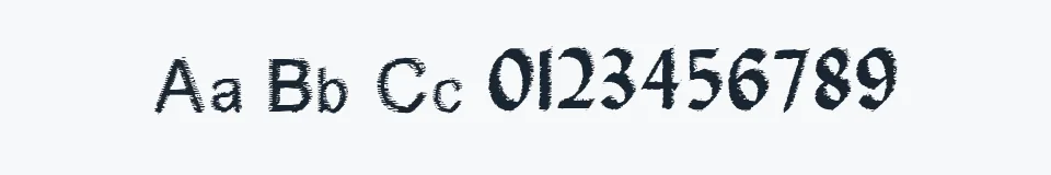 Rzeczywista próbka kroju Woodbrush — Aa Bb Cc 0123456789