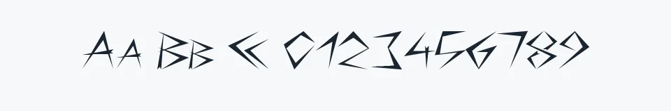 Rzeczywista próbka kroju Bizarre — Aa Bb Cc 0123456789