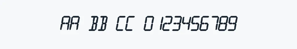 Rzeczywista próbka kroju Digital Readout Thick — Aa Bb Cc 0123456789