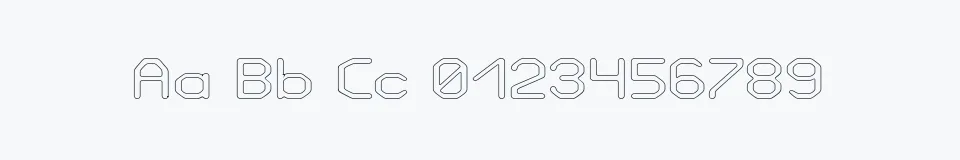 Rzeczywista próbka kroju Love Parade outline — Aa Bb Cc 0123456789