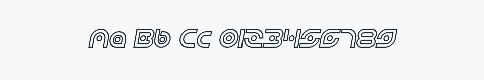Rzeczywista próbka kroju Planetary Orbiter Outline Italic — Aa Bb Cc 0123456789