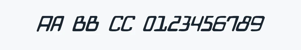 Rzeczywista próbka kroju Bionic Comic Italic — Aa Bb Cc 0123456789