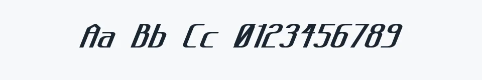 Rzeczywista próbka kroju Sanity Wide Italic — Aa Bb Cc 0123456789
