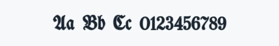 Rzeczywista próbka kroju TypographerFraktur Contour — Aa Bb Cc 0123456789