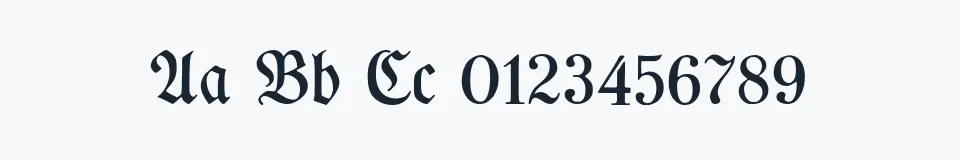 Rzeczywista próbka kroju TypographerFraktur — Aa Bb Cc 0123456789