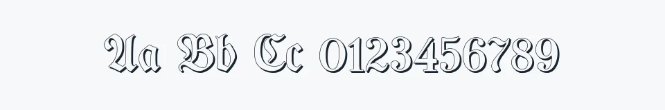 Rzeczywista próbka kroju TypographerFraktur Shadow — Aa Bb Cc 0123456789