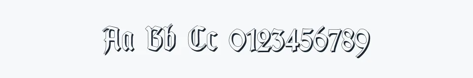 Rzeczywista próbka kroju TypographerGotisch Schatten S — Aa Bb Cc 0123456789