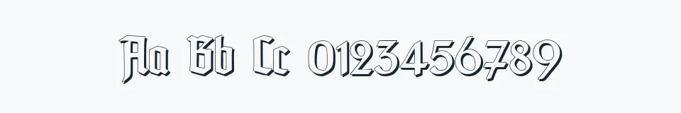 Rzeczywista próbka kroju TypographerTextur Schatten — Aa Bb Cc 0123456789