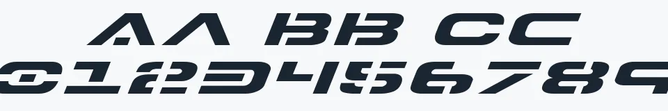 Rzeczywista próbka kroju 7th Service Expanded Italic — Aa Bb Cc 0123456789
