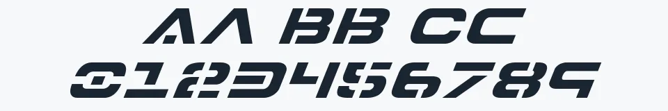 Rzeczywista próbka kroju 7th Service Italic — Aa Bb Cc 0123456789
