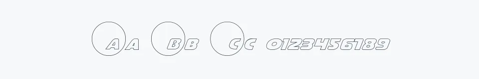 Rzeczywista próbka kroju Dot.com Outline — Aa Bb Cc 0123456789