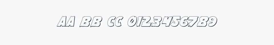 Rzeczywista próbka kroju Flying Leatherneck Outline — Aa Bb Cc 0123456789