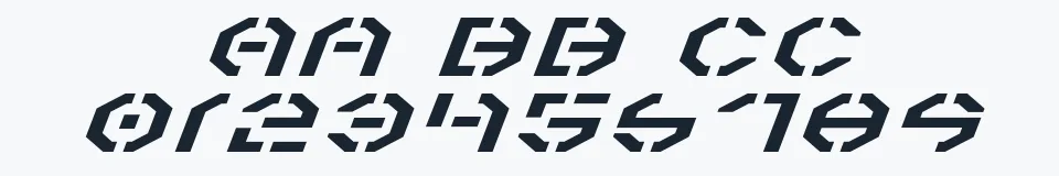 Rzeczywista próbka kroju Year 3000 Expanded Italic — Aa Bb Cc 0123456789