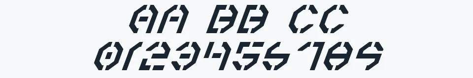 Rzeczywista próbka kroju Year 3000 Italic — Aa Bb Cc 0123456789