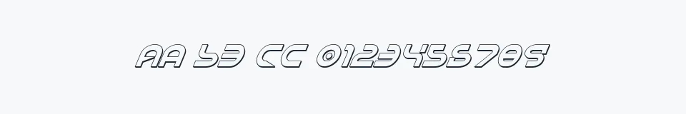 Rzeczywista próbka kroju Yukon Tech Shadow Italic — Aa Bb Cc 0123456789