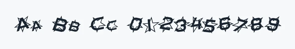 Rzeczywista próbka kroju Star Dust — Aa Bb Cc 0123456789
