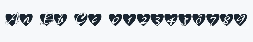 Rzeczywista próbka kroju All Hearts — Aa Bb Cc 0123456789
