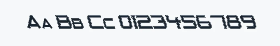 Rzeczywista próbka kroju Outer Limits — Aa Bb Cc 0123456789