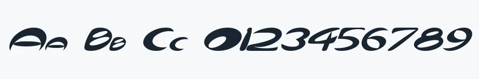 Rzeczywista próbka kroju Qurve Wide — Aa Bb Cc 0123456789