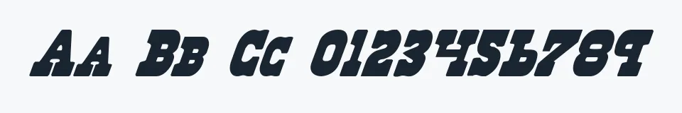 Rzeczywista próbka kroju Regulators Italic — Aa Bb Cc 0123456789