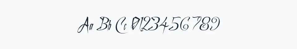 Rzeczywista próbka kroju A Charming Font Italic — Aa Bb Cc 0123456789