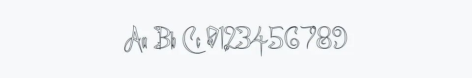 Rzeczywista próbka kroju A Charming Font Outline — Aa Bb Cc 0123456789
