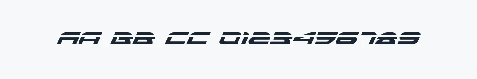 Rzeczywista próbka kroju Alexis Laser Italic — Aa Bb Cc 0123456789