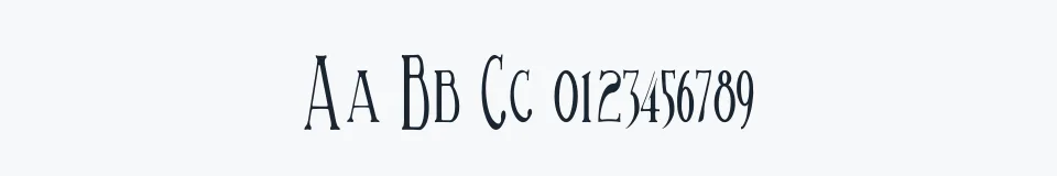 Rzeczywista próbka kroju BirminghamTitlingElongated — Aa Bb Cc 0123456789