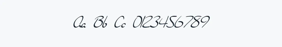 Rzeczywista próbka kroju SF Burlington Script — Aa Bb Cc 0123456789