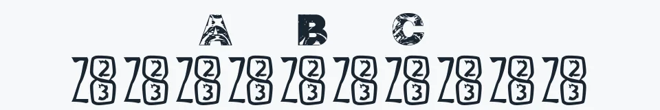Rzeczywista próbka kroju Zone23_Asunder — Aa Bb Cc 0123456789
