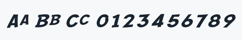 Rzeczywista próbka kroju SF Comic Script Extended — Aa Bb Cc 0123456789