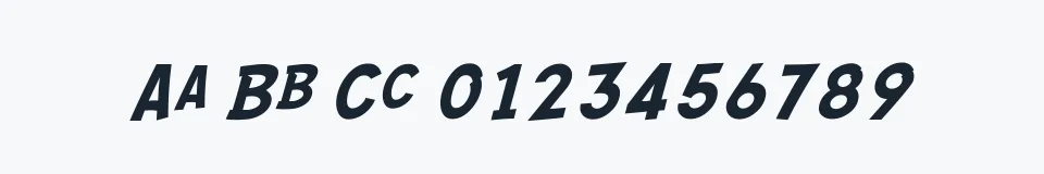 Rzeczywista próbka kroju SF Comic Script — Aa Bb Cc 0123456789