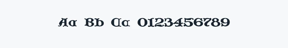 Rzeczywista próbka kroju JF Cotswold Letters — Aa Bb Cc 0123456789