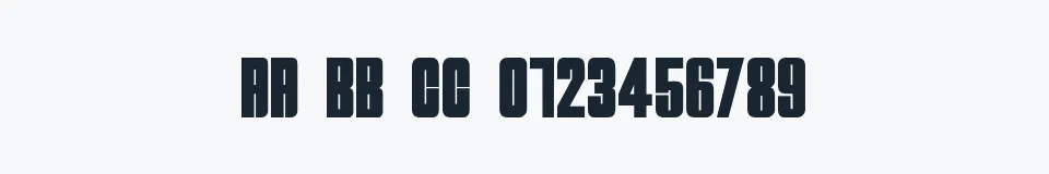 Rzeczywista próbka kroju AtomicBomb — Aa Bb Cc 0123456789
