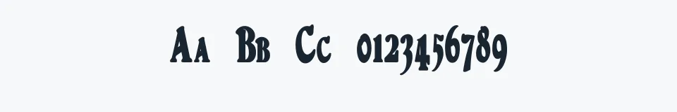 Rzeczywista próbka kroju DuvallSmallCapsCondensed — Aa Bb Cc 0123456789