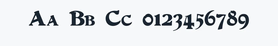 Rzeczywista próbka kroju DuvallSmallCaps — Aa Bb Cc 0123456789