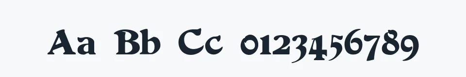 Rzeczywista próbka kroju Duvall — Aa Bb Cc 0123456789