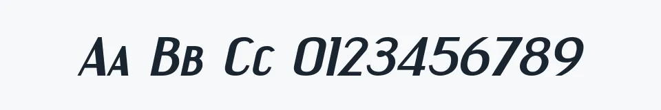 Rzeczywista próbka kroju Engebrechtre Expanded Italic — Aa Bb Cc 0123456789