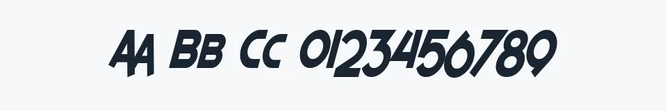 Rzeczywista próbka kroju SF Espresso Shack Condensed Italic — Aa Bb Cc 0123456789