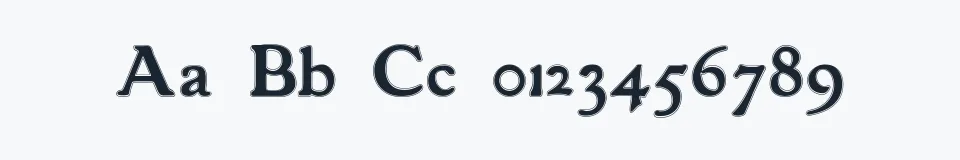 Rzeczywista próbka kroju GranthamOutline — Aa Bb Cc 0123456789