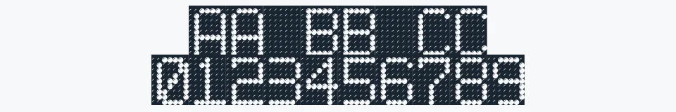 Rzeczywista próbka kroju LED BOARD — Aa Bb Cc 0123456789