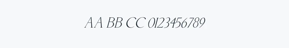 Rzeczywista próbka kroju Lichtner Italic — Aa Bb Cc 0123456789