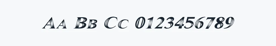 Rzeczywista próbka kroju Maranallo Italic — Aa Bb Cc 0123456789