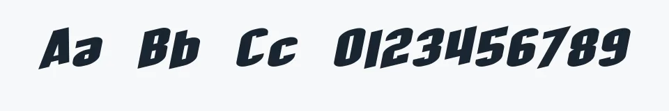 Rzeczywista próbka kroju SF Obliquities Extended — Aa Bb Cc 0123456789