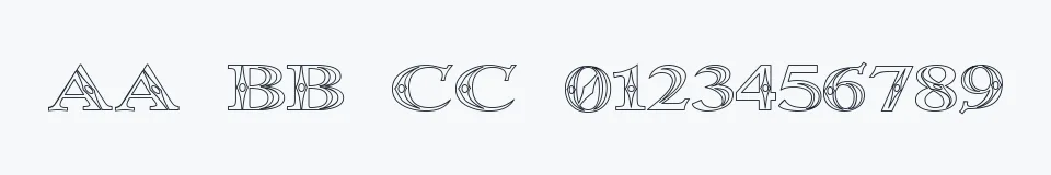 Rzeczywista próbka kroju Occoluchi Outline — Aa Bb Cc 0123456789