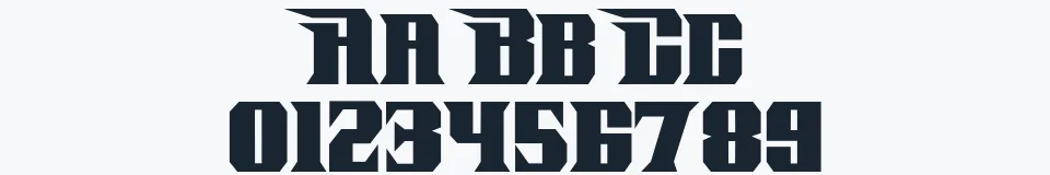 Rzeczywista próbka kroju Pirate Keg — Aa Bb Cc 0123456789