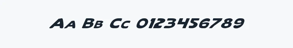 Rzeczywista próbka kroju Quartermain Italic — Aa Bb Cc 0123456789