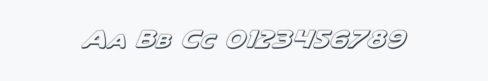 Rzeczywista próbka kroju Quartermain Outline Italic — Aa Bb Cc 0123456789