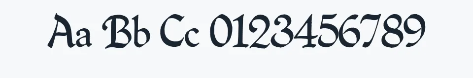 Rzeczywista próbka kroju QuillPerpendicularRegular — Aa Bb Cc 0123456789